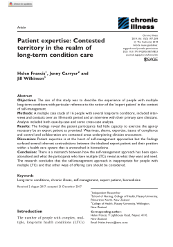 Patient expertise: Contested territory in the realm of long-term condition care