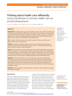 Thinking about health care differently: nurse practitioners in primary health care as social entrepreneurs