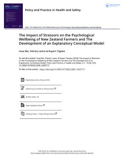 The Impact of Stressors on the Psychological Wellbeing of New Zealand Farmers and The Development of an Explanatory Conceptual Model