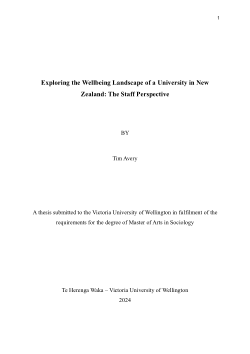 Exploring the Wellbeing Landscape of a University in New Zealand: The Staff Perspective
