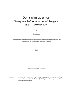 Don’t Give up on us, Young Peoples’ Experiences of Change in Alternative Education