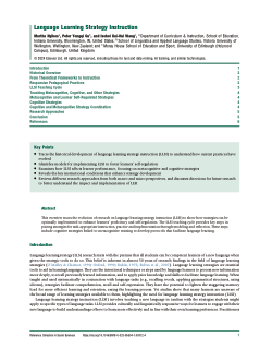 Language Learning Strategy Instruction