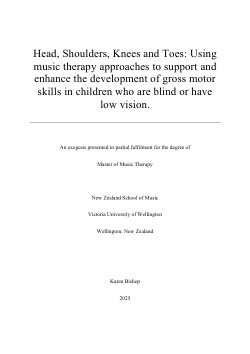 Head, Shoulders, Knees and Toes: Using music therapy approaches to support and enhance the development of gross motor skills in children who are blind or have low vision.