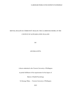 Mental Health Is Community Health: The Clubhouse Model in the Context of Aotearoa New Zealand