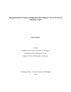 Intergenerational Transfer of Indigenous Knowledge by Newar Women in Khokana, Nepal