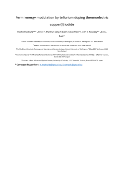 Fermi energy modulation by tellurium doping of thermoelectric copper(I) iodide