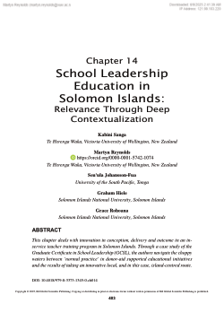 School Leadership Education in Solomon Islands