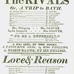 19<sup>th</sup> century Yorkshire playbill for a performance of 'The Rivals' by Sheridan and 'Love & Reason' at York Theatre Royal, May 2nd 1828