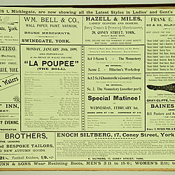 19<sup>th</sup> century Yorkshire playbill for a performance of Le Poupée (The Doll) in York on Monday January 30th, 1899