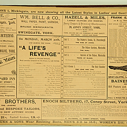 19<sup>th</sup> century Yorkshire playbill for a performance of A Life's Revenge by Walter Howard in York on Monday March 20th, 1899