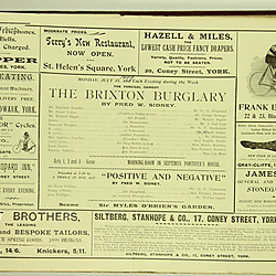 19<sup>th</sup> century Yorkshire playbill for a performance of The Brixton Burglary and Positive and Negative, 1899, performed at York Theatre Royal