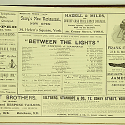 19<sup>th</sup> century Yorkshire playbill for a performance of 19<sup>th</sup> century Yorkshire playbill for a performance of Between the Lights, 1899, performed at York Theatre Royal