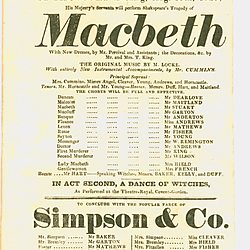 19<sup>th</sup> century Yorkshire playbill for a performance of Macbeth, 1829, performed at York Theatre Royal