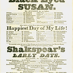 19<sup>th</sup> century Yorkshire playbill for a performance of Black Eyed Susan at York Theatre Royal, 1830