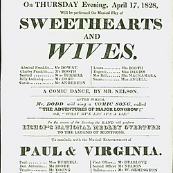 19th century Yorkshire playbill for performance of "Sweethearts and Wives" and "Paul & Virginia" in York on 17th April 1828