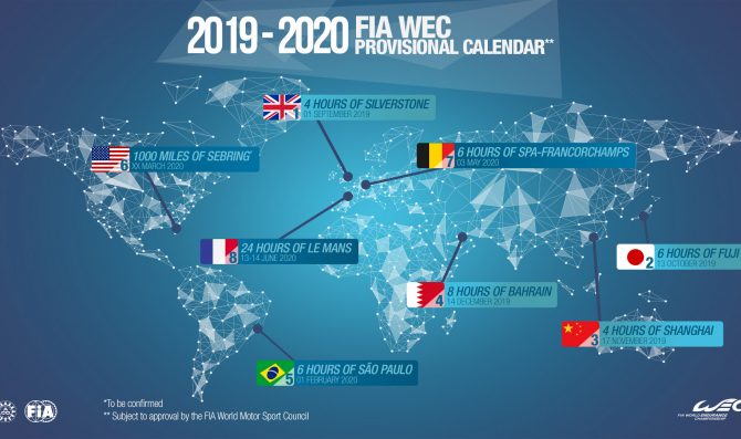 Svelato il calendario WEC 2019/2020