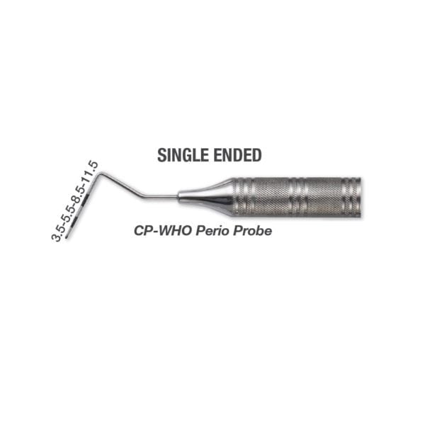 XL CP/Who Single Ended Marked Perio Probe with Hollow Handle Premium Plus