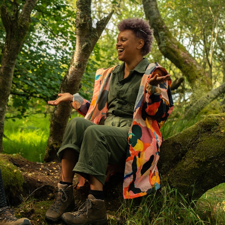 Photograph: Gemma Cairney laughing outdoors