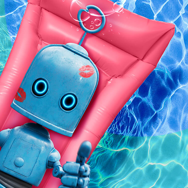 Photograph: bubl sat on a lilo in a swimming pool with his thumb up