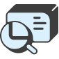Magnifying glass square icon blue