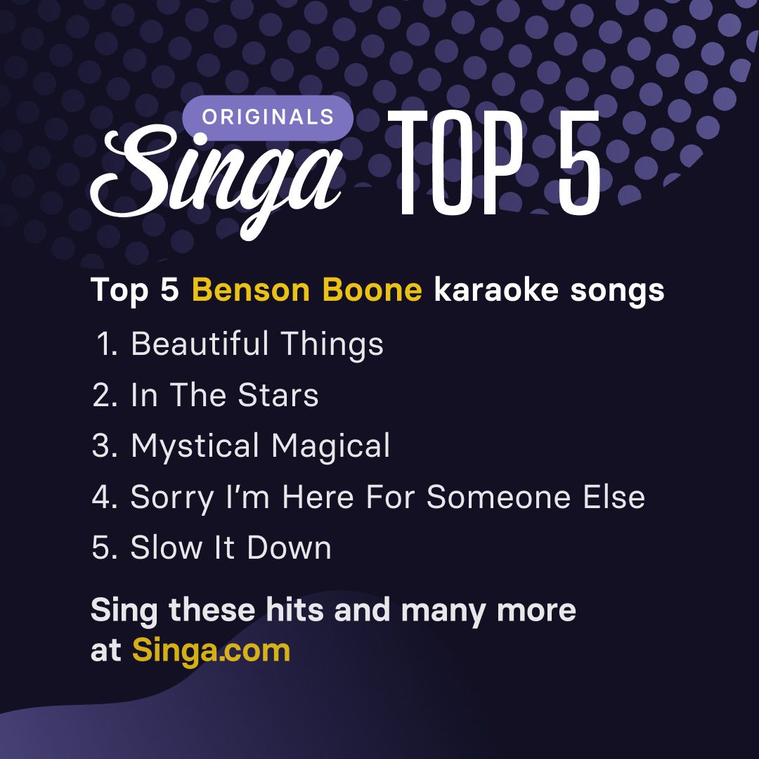 A list of the top 5 benson boone karaoke songs