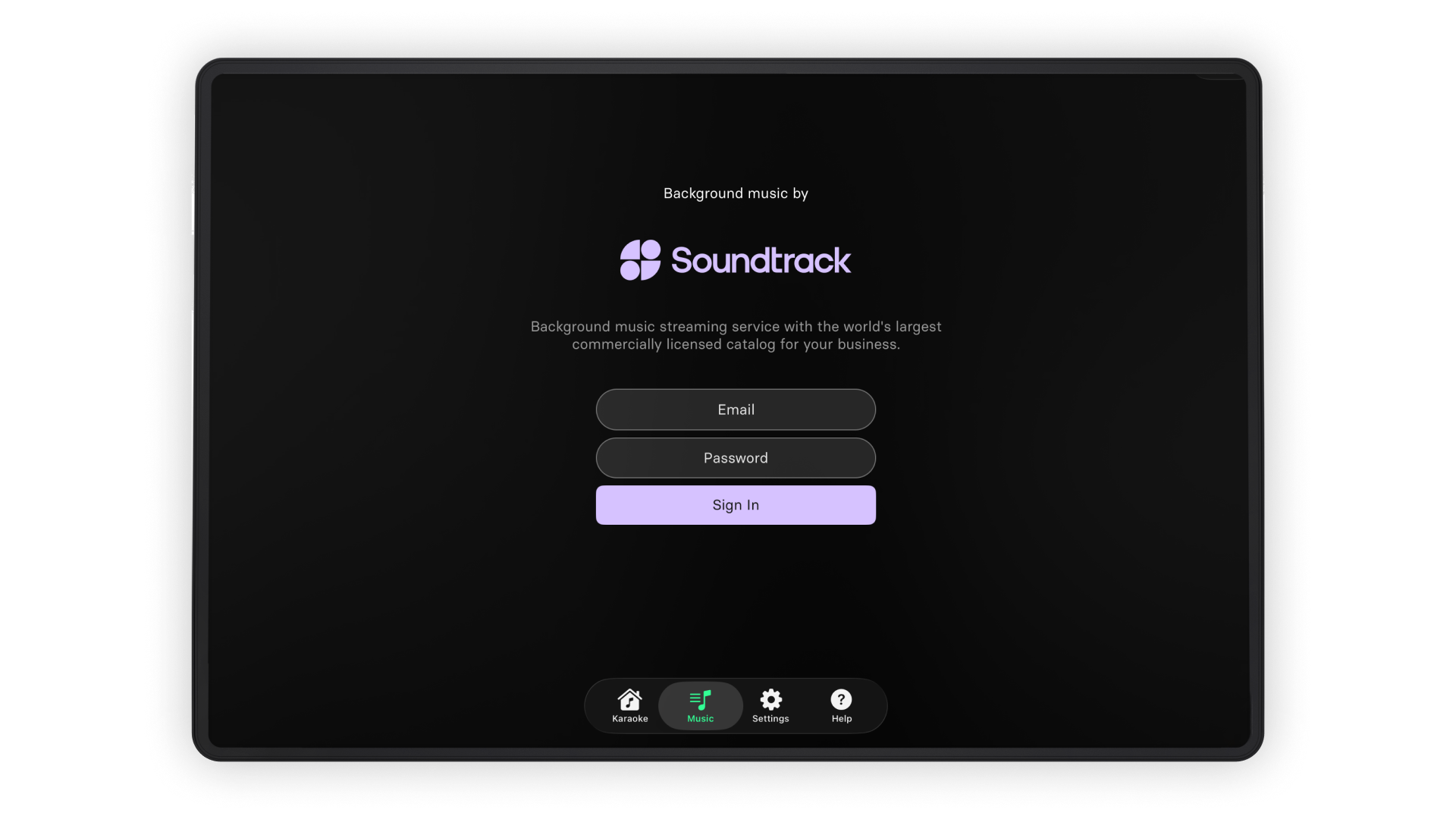 Soundtrack Login Ansicht