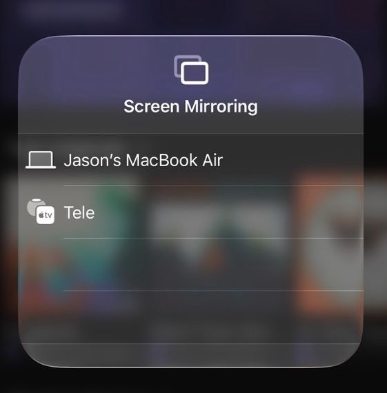 Bildschirmsynchronisierungsanzeige von einem Apple-Gerät.