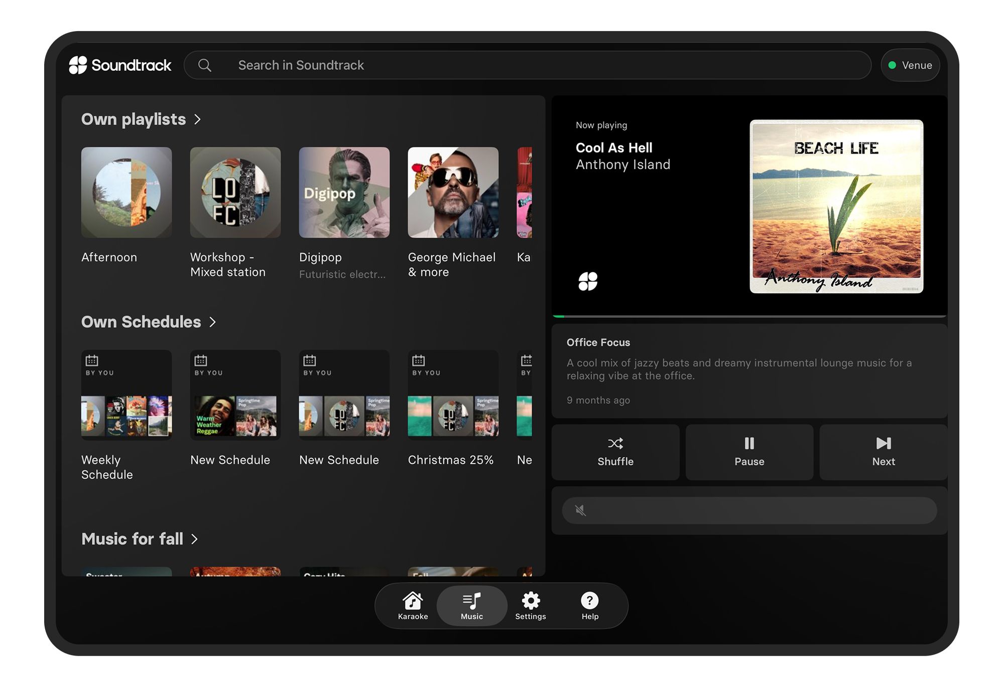 Vom Betreten der Besucher:innen bis zum nächsten Refrain sorgt Soundtrack für gute Stimmung im Raum.