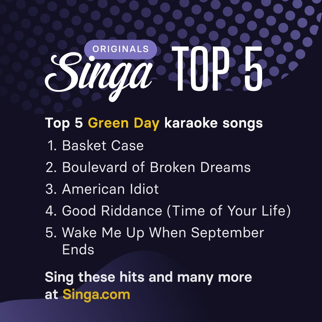 Top Green Day karaoke songs on singa.