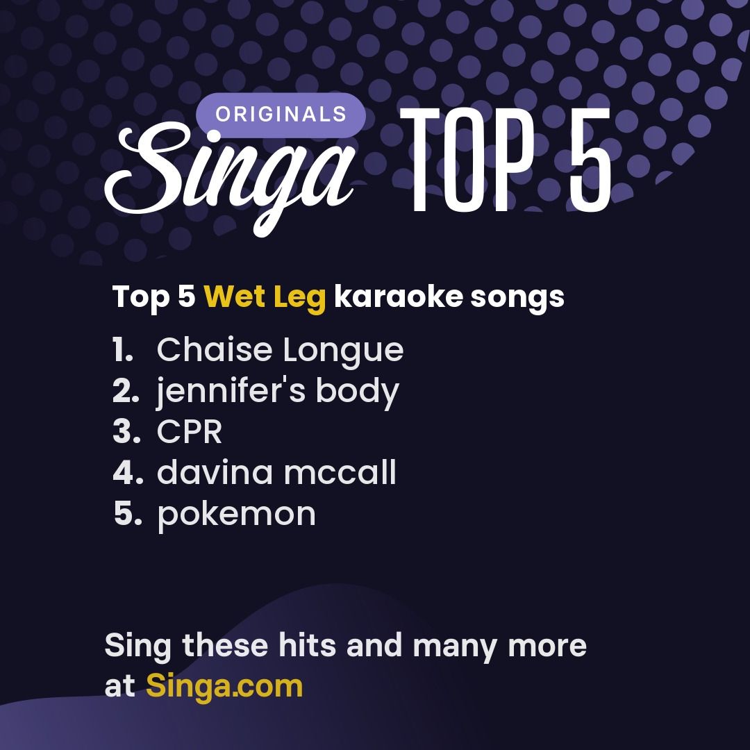 Top Wet Leg karaoke songs on Singa.