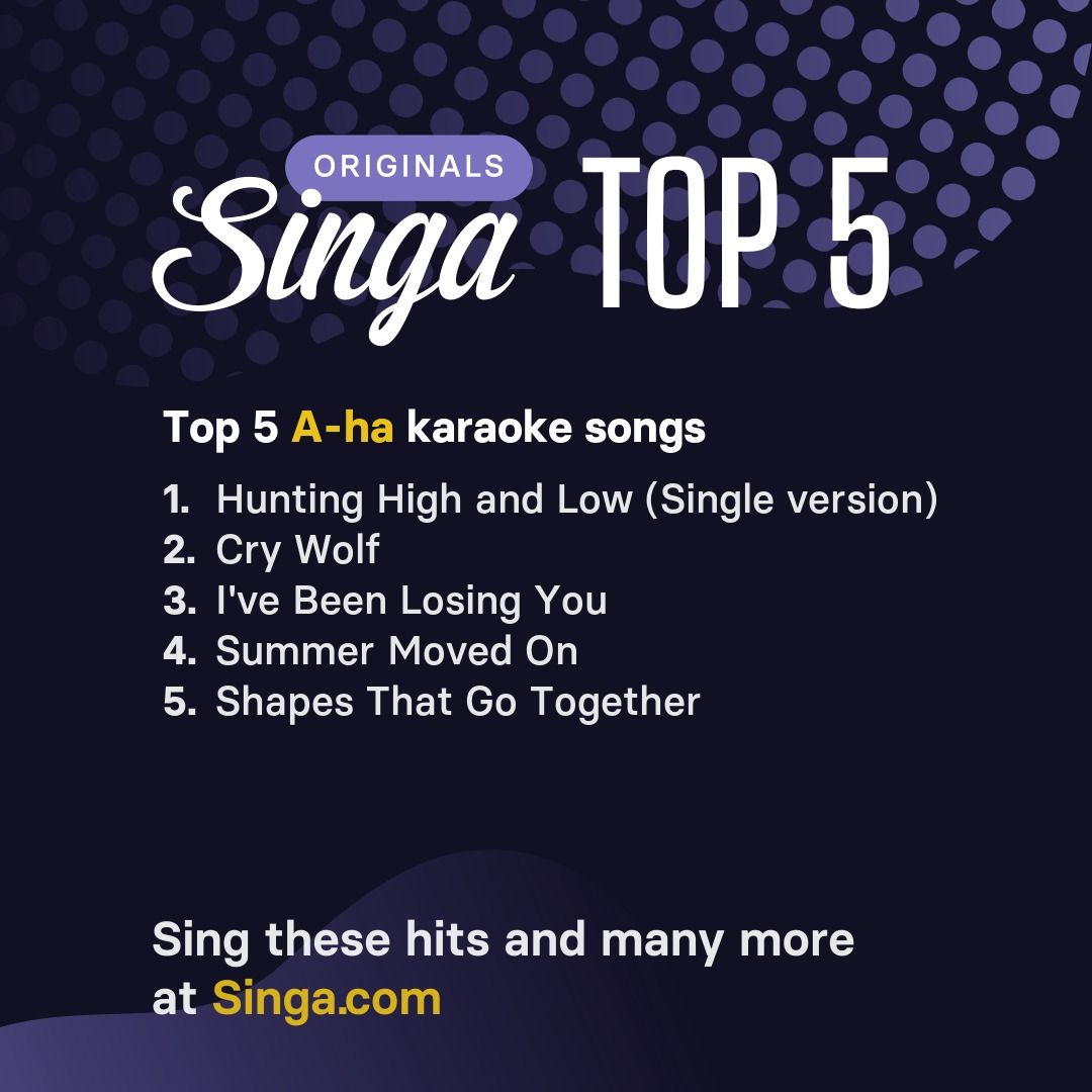 Top A-ha karaoke songs on Singa.