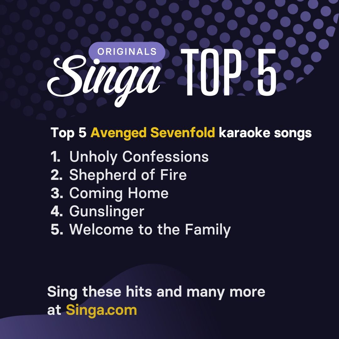 Top Avenged Sevenfold karaoke songs on Singa.
