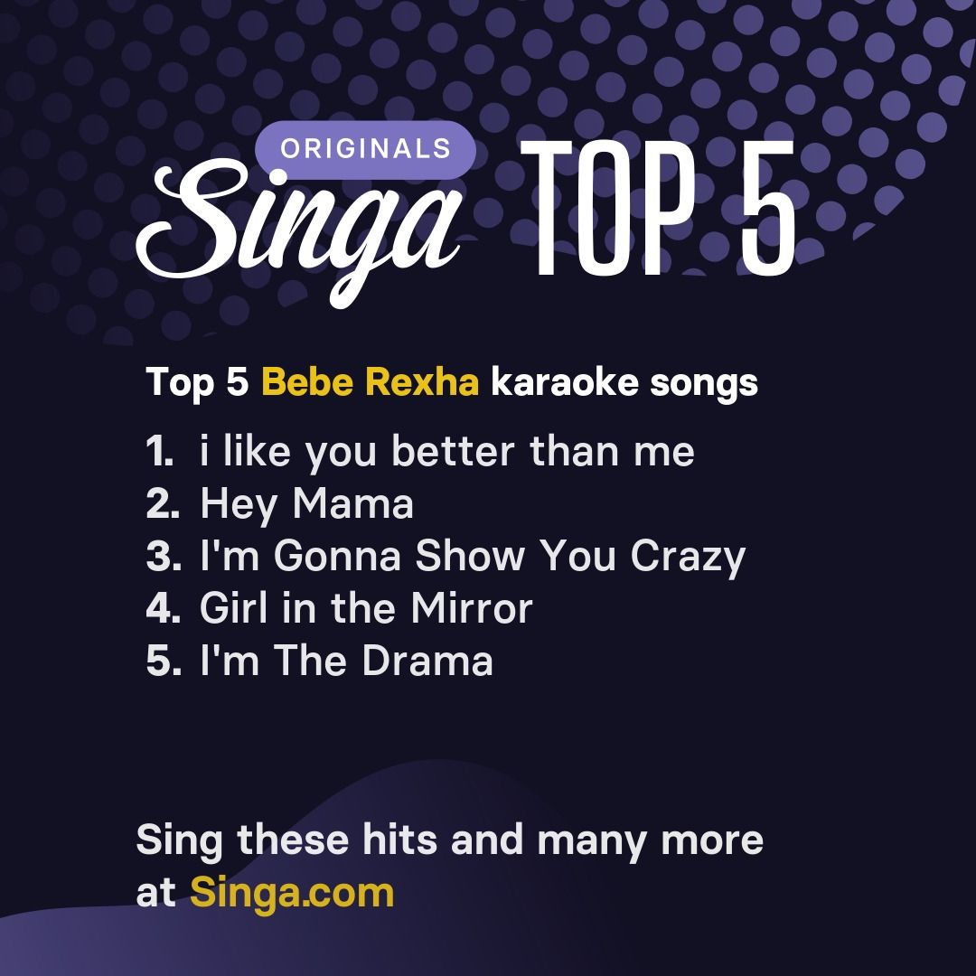 Top Bebe Rexha karaoke songs on Singa.