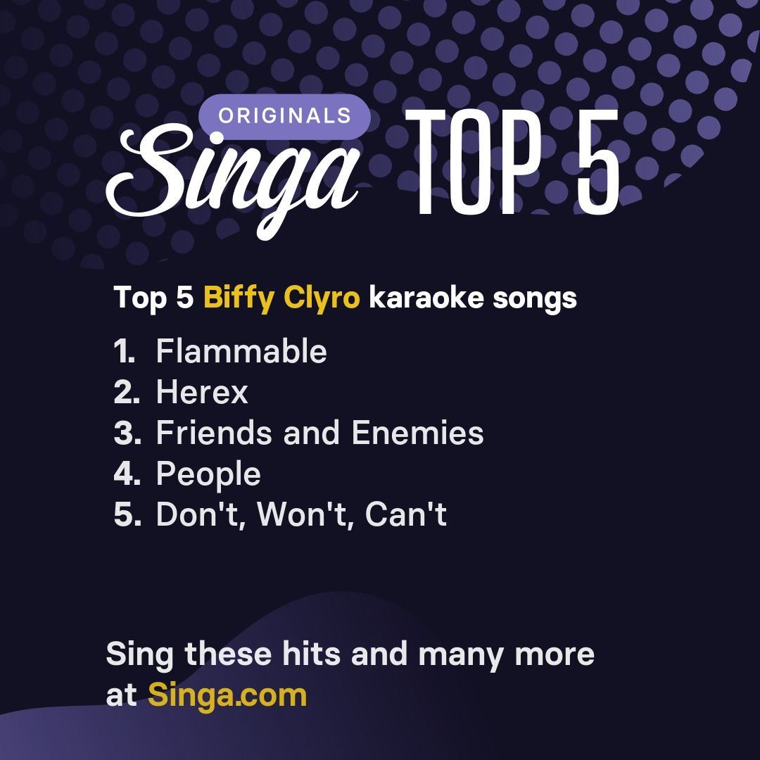 Top Biffy Clyro karaoke songs on Singa.
