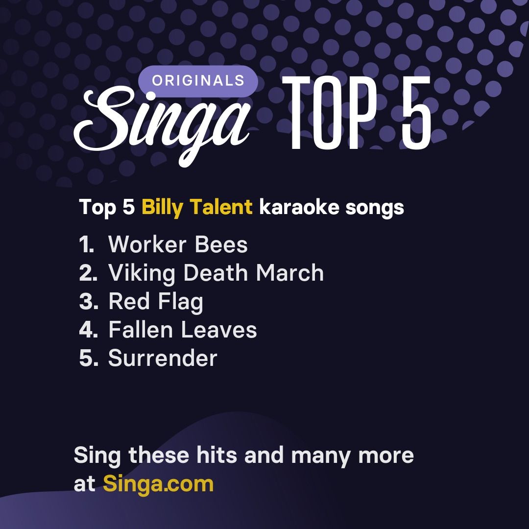 Top Billy Talent karaoke songs on Singa.