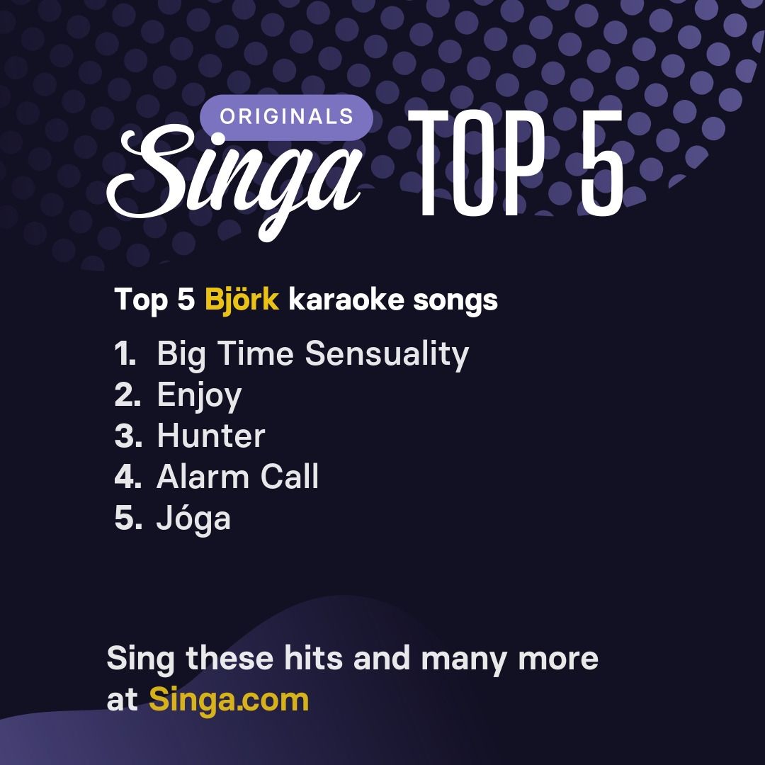 Top Björk karaoke songs on Singa.