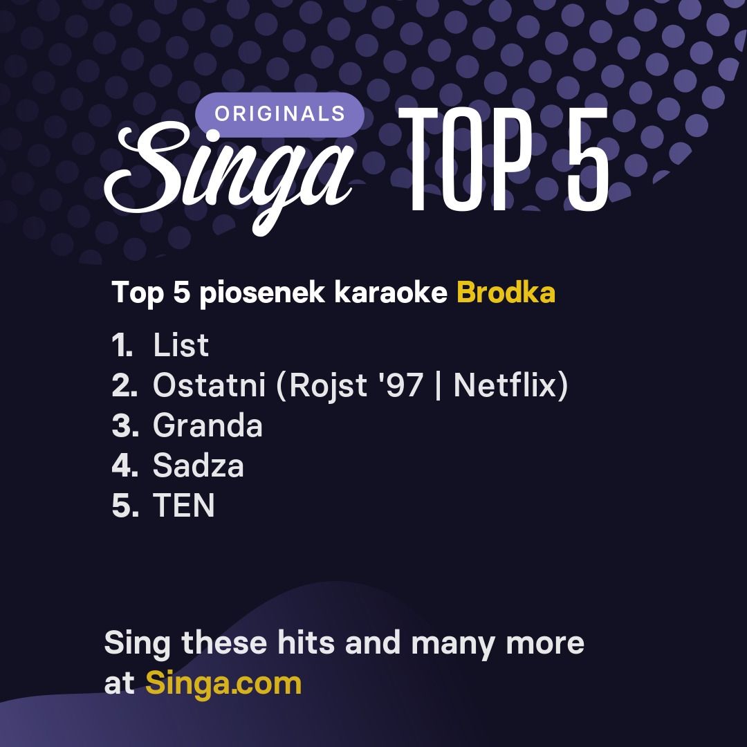 Najlepsze piosenki karaoke Brodka w Singa.