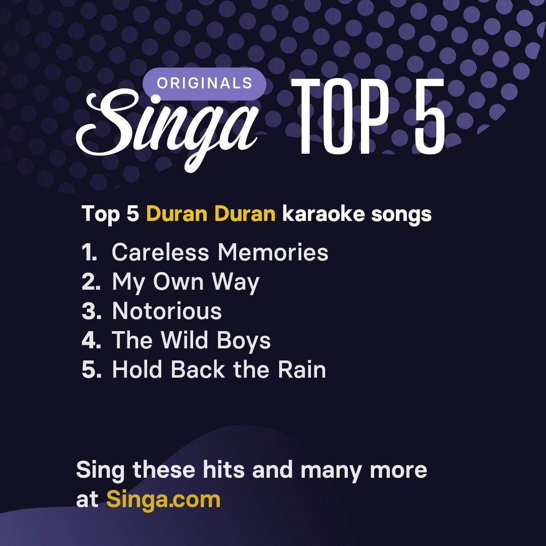 Top Duran Duran karaoke songs on Singa.