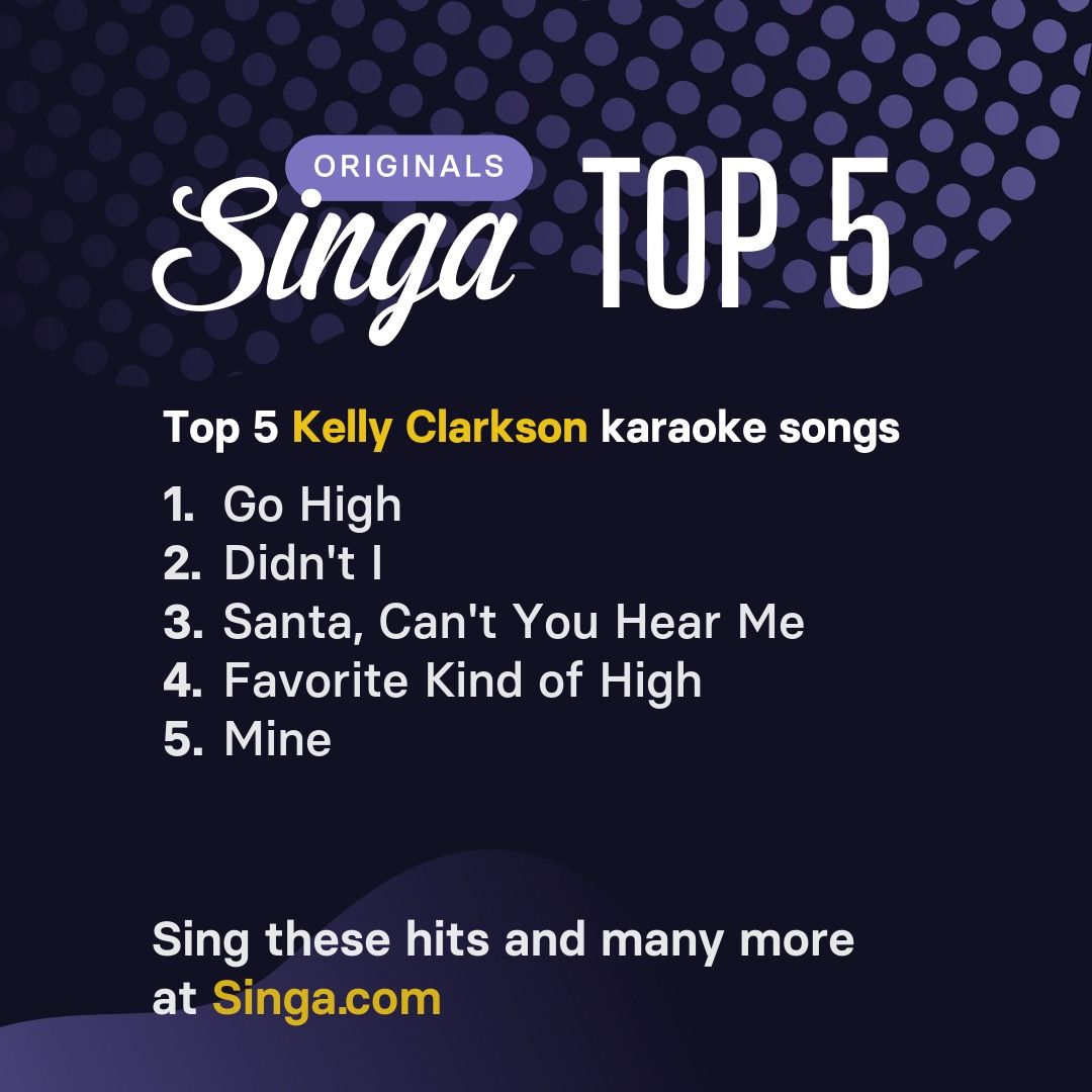 Top Kelly Clarkson karaoke songs on Singa.