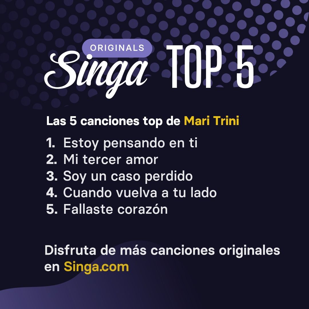 Las canciones top de Mari Trini en karaoke en Singa.