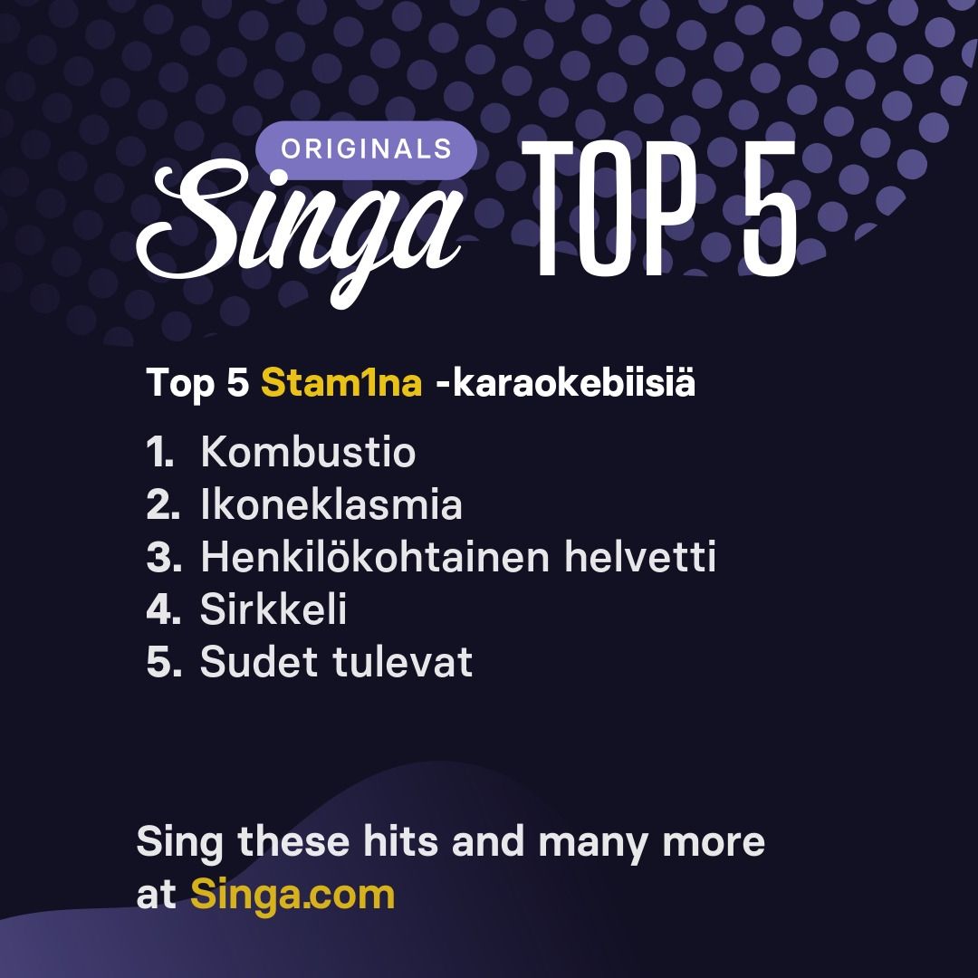 Top Stam1na -karaokebiisit Singassa.