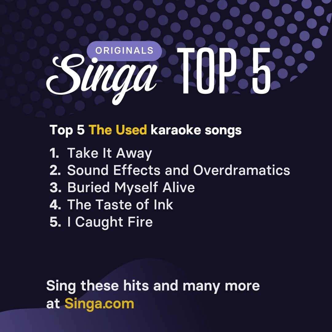 Top The Used karaoke songs on Singa.