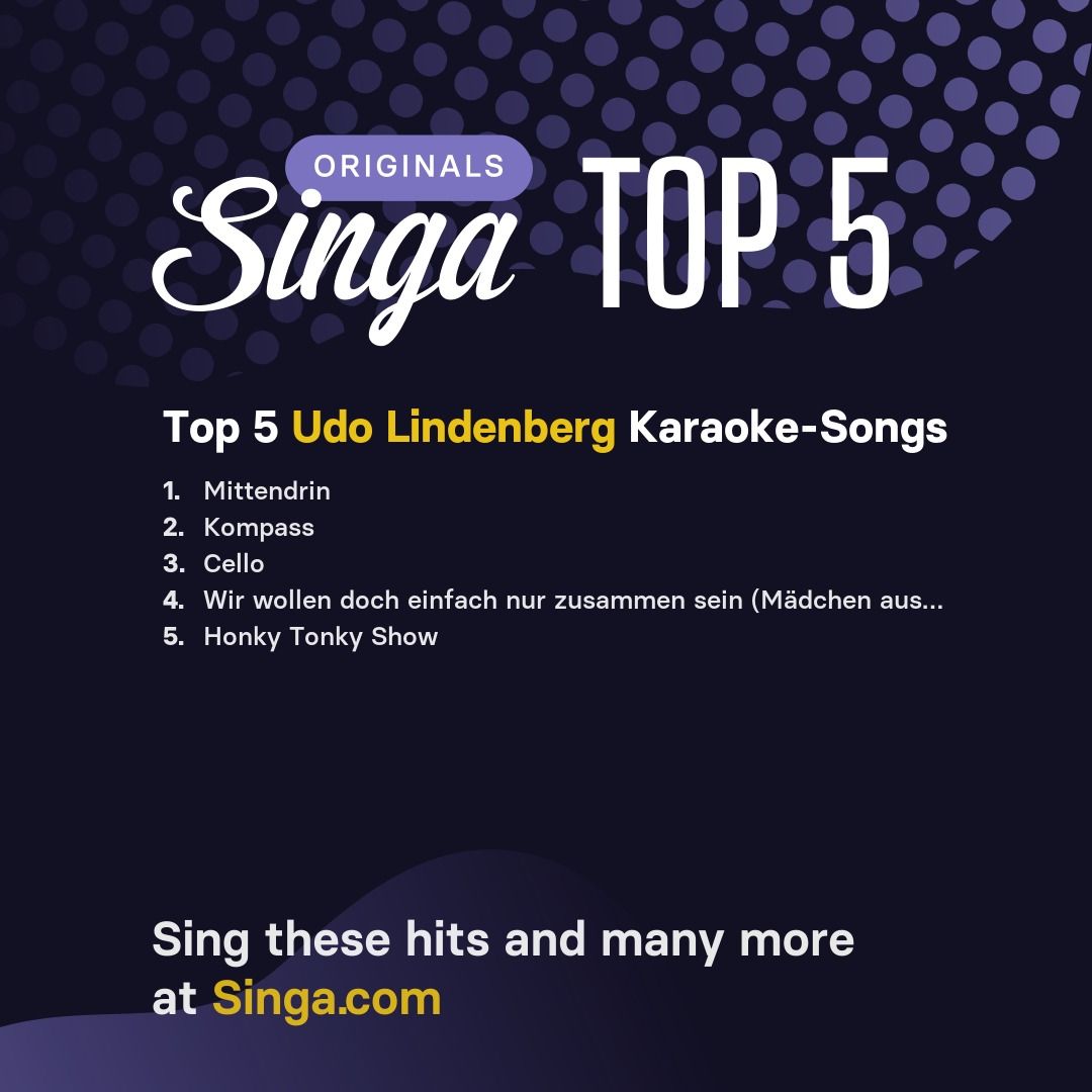 Top Karaoke-Songs von Udo Lindenberg auf Singa.