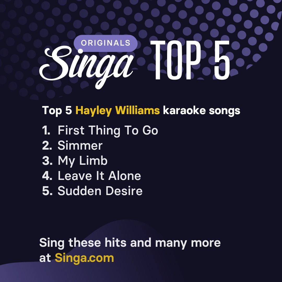 Top Hayley Williams karaoke songs on Singa.