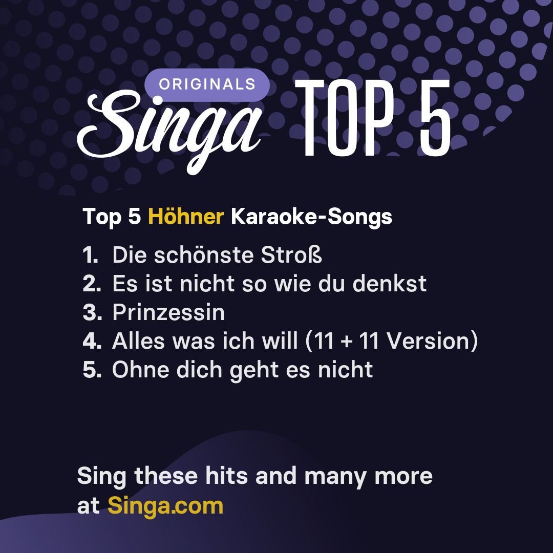 Top Karaoke-Songs von Höhner auf Singa.