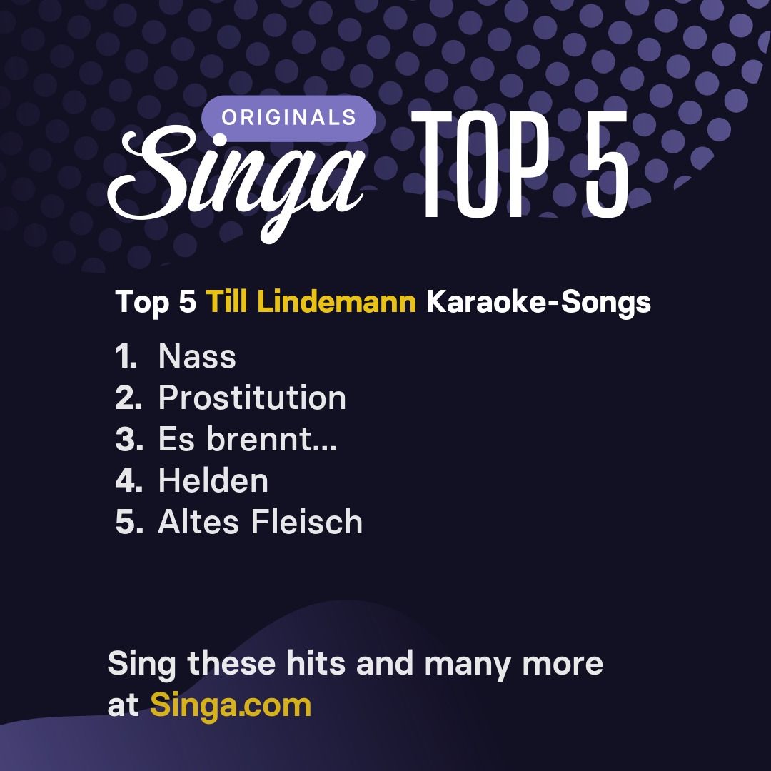 Top Karaoke-Songs von Till Lindemann auf Singa.