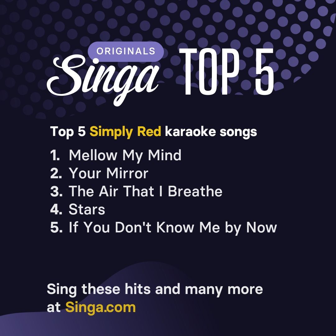 Top Simply Red karaoke songs on Singa.
