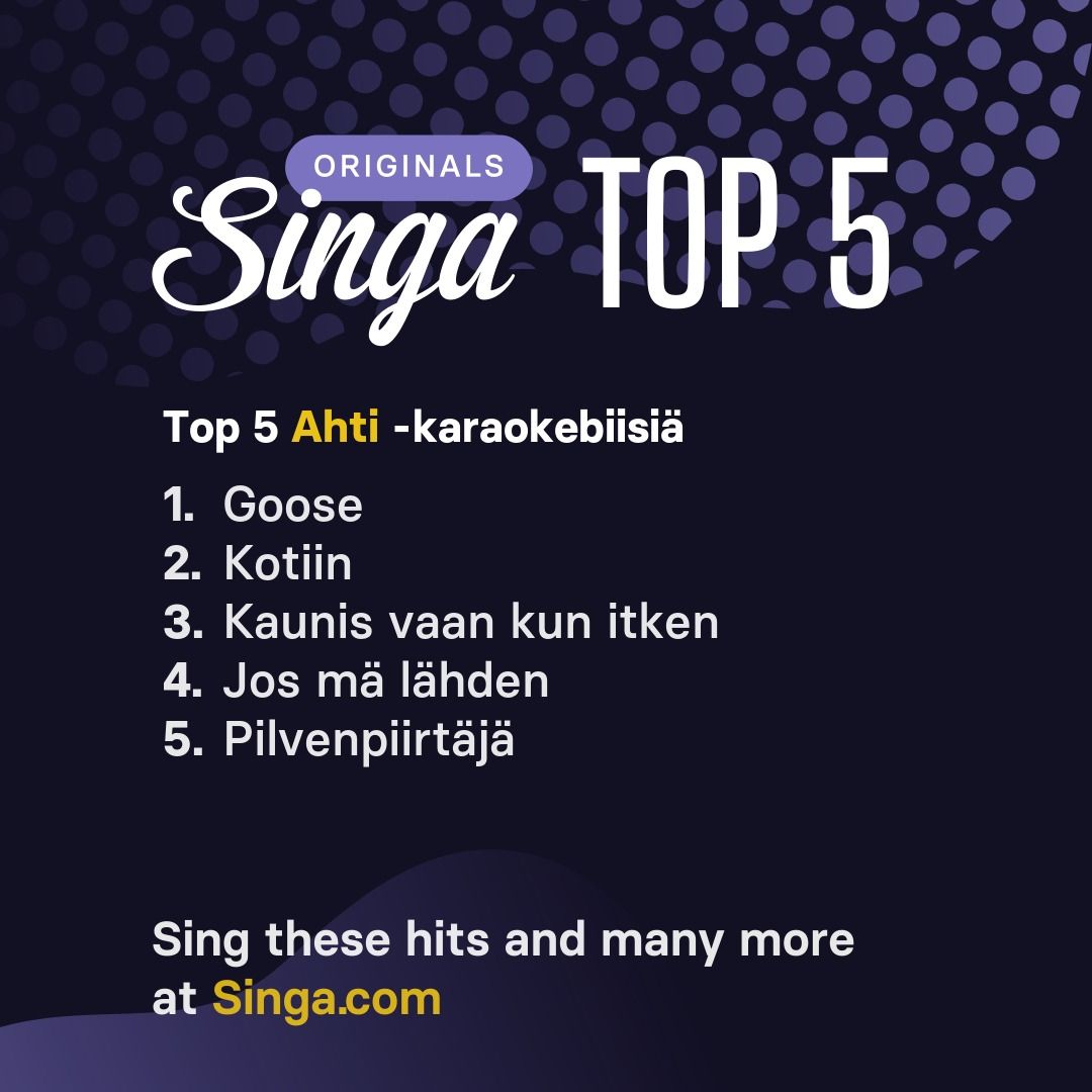 Top Ahti -karaokebiisit Singassa.