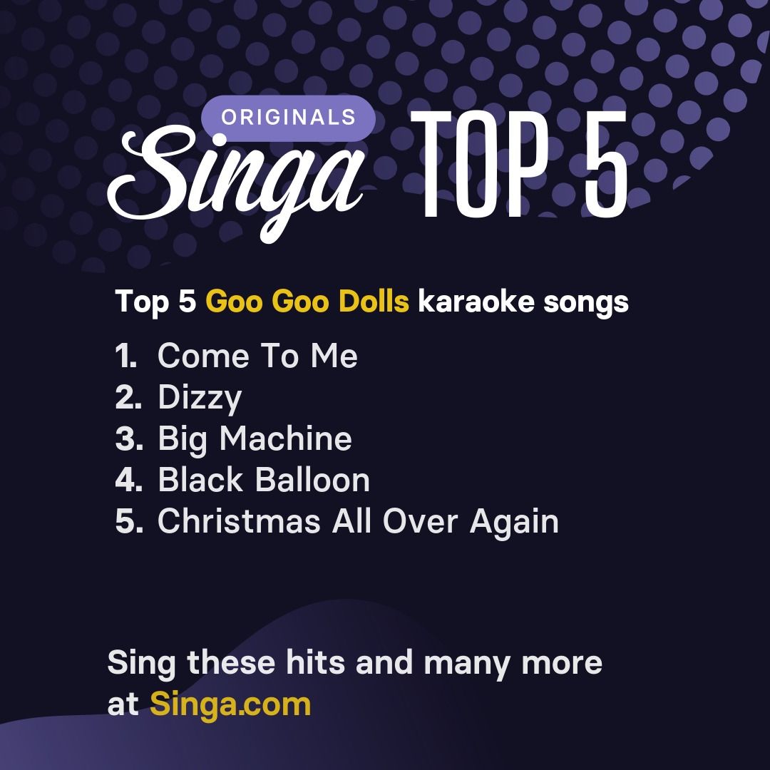 Top Goo Goo Dolls karaoke songs on Singa.