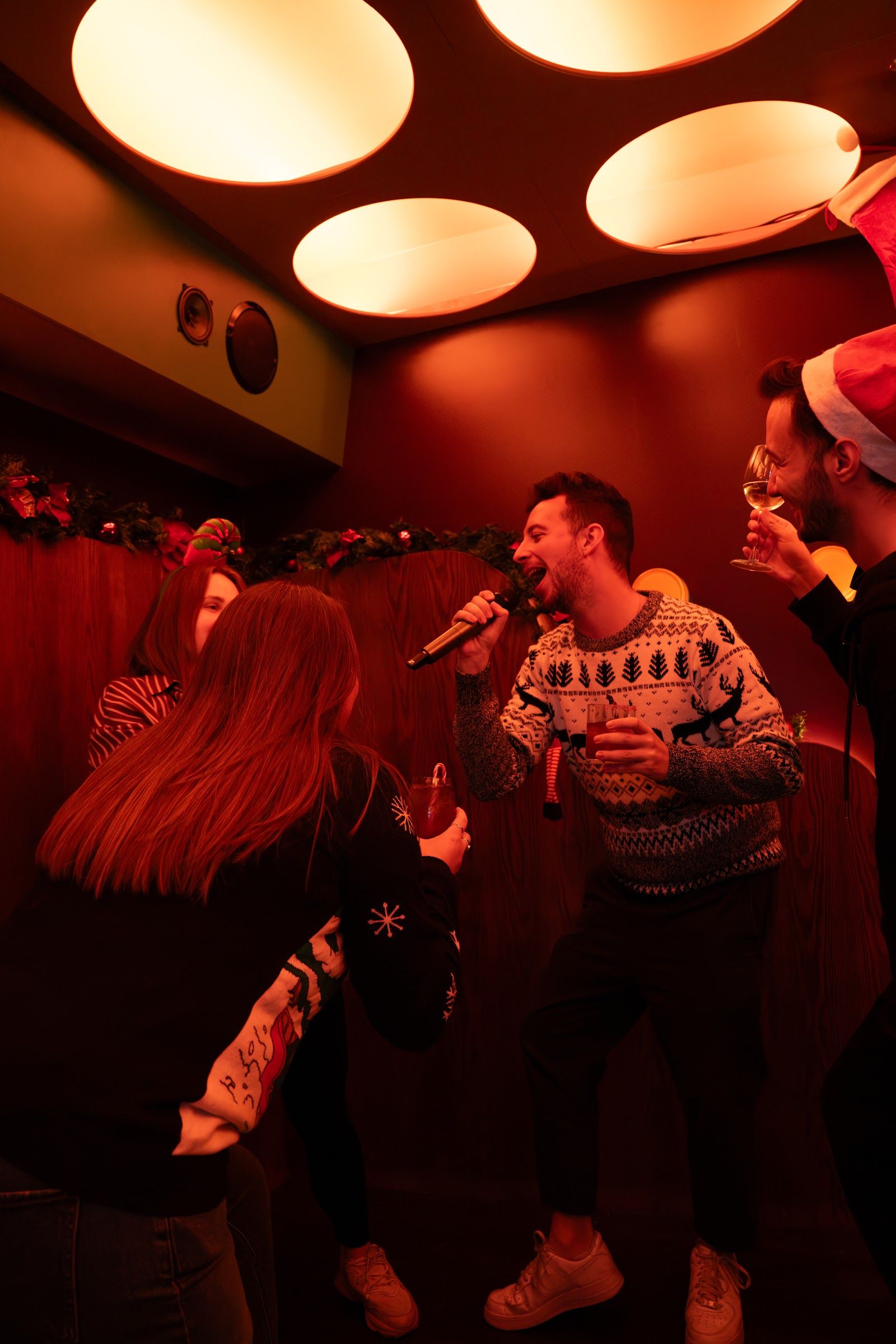 Two adjacent private karaoke rooms at The Lucky Goat in the City of London